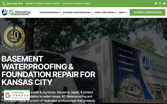 KC Waterproofing & Foundation Repair website